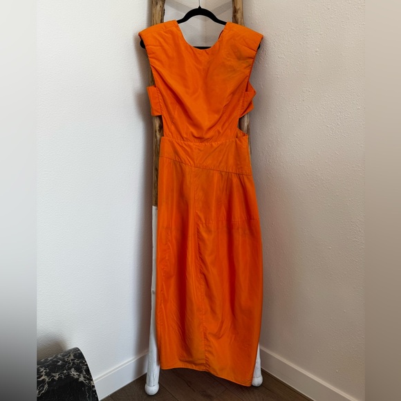 Tibi Italian Sporty Nylon Sleeveless Balloon Dress in Orange Size 8 - Picture 8 of 17